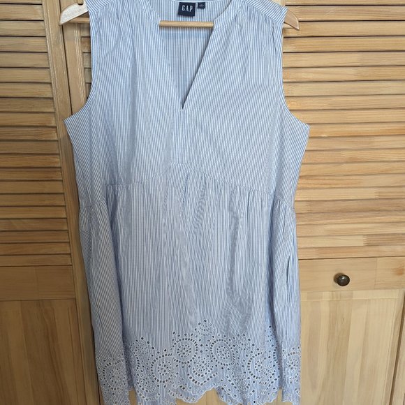 Robe d'été très féminine rayée bleue et blanche - Picture 1 of 4